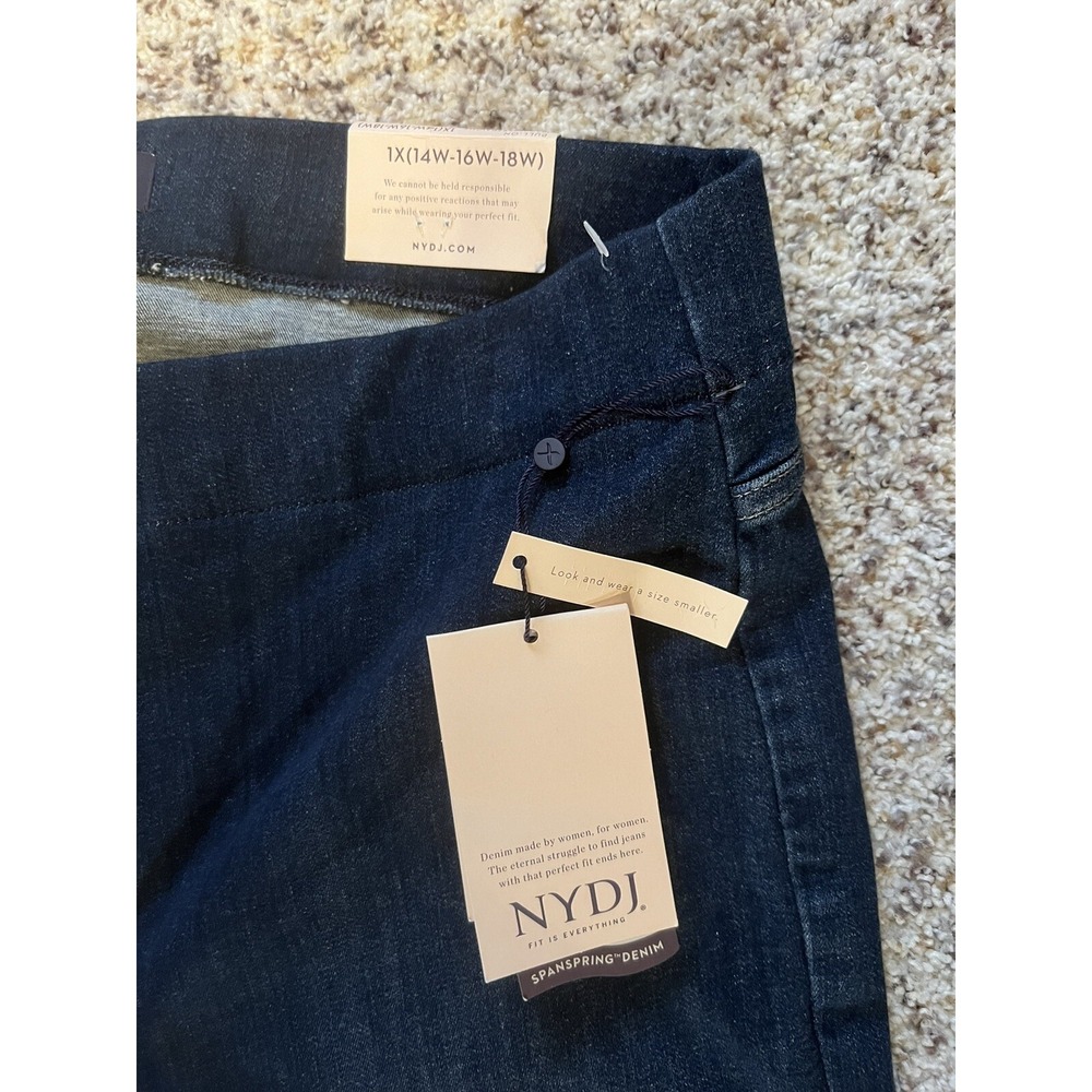 NYDJ Womens Marilyn Blue High Rise Pull On Straight Leg Jeans Sz 1XL - Picture 3 of 6